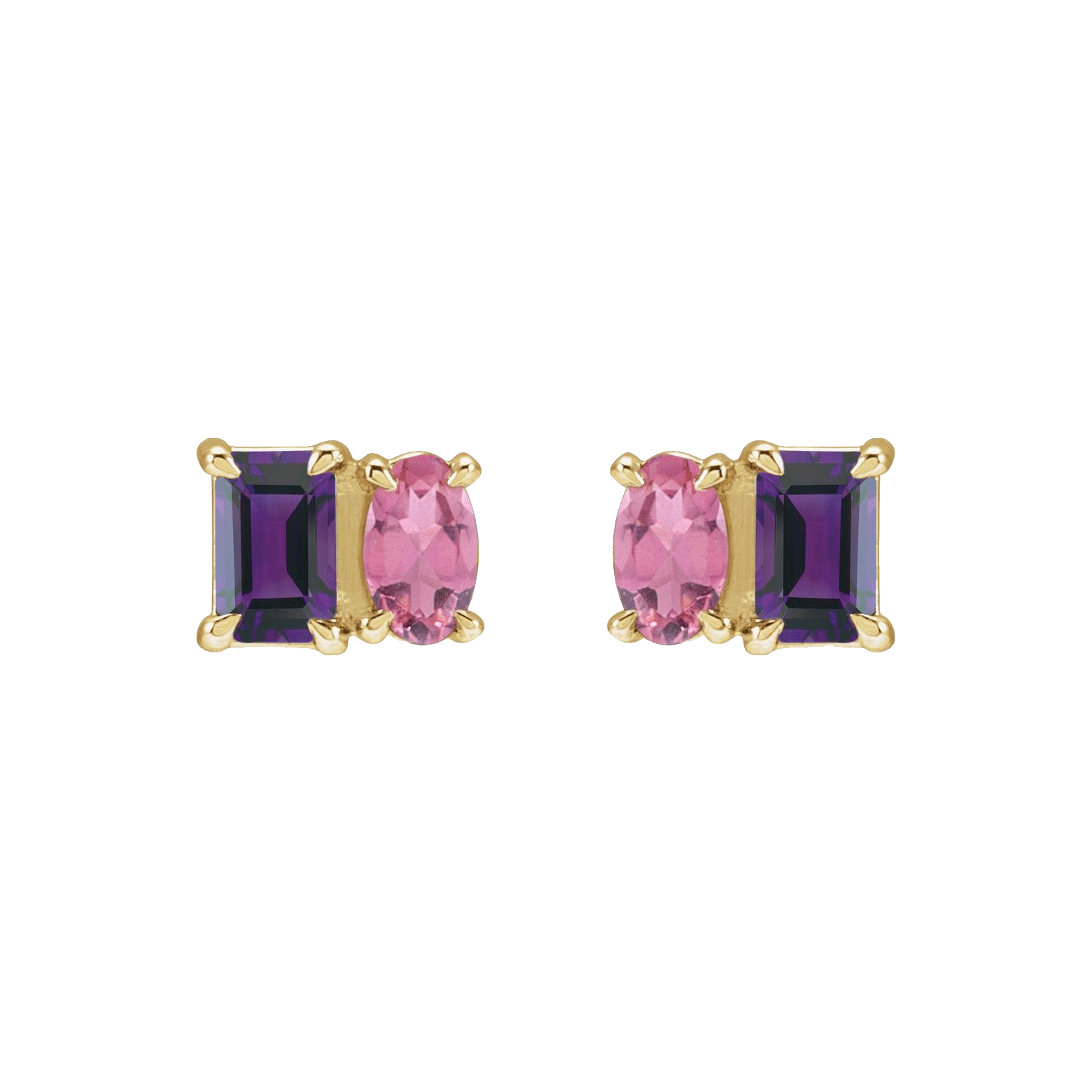 Amethyst and Tourmaline stud earrings image 0