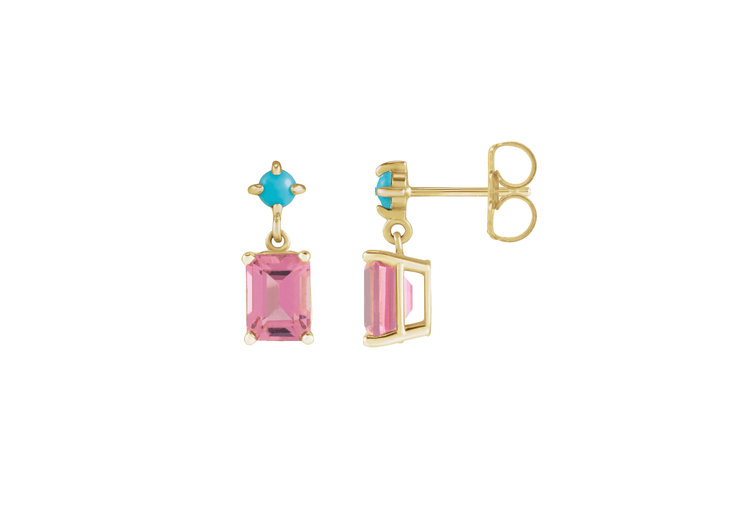 Tourmaline and Turqioise Dangle Earrings image 1