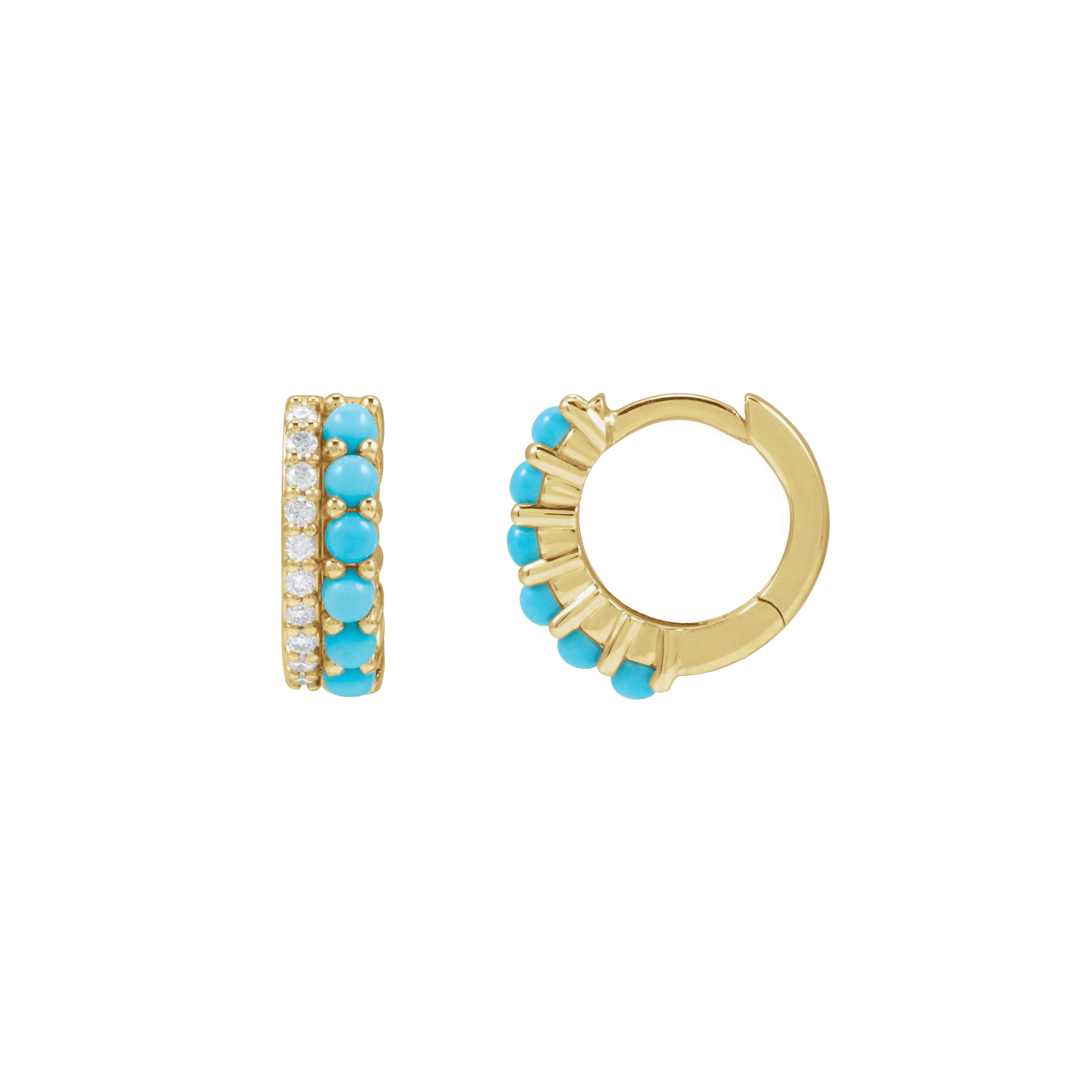 Turquoise and Diamond Huggies image 1