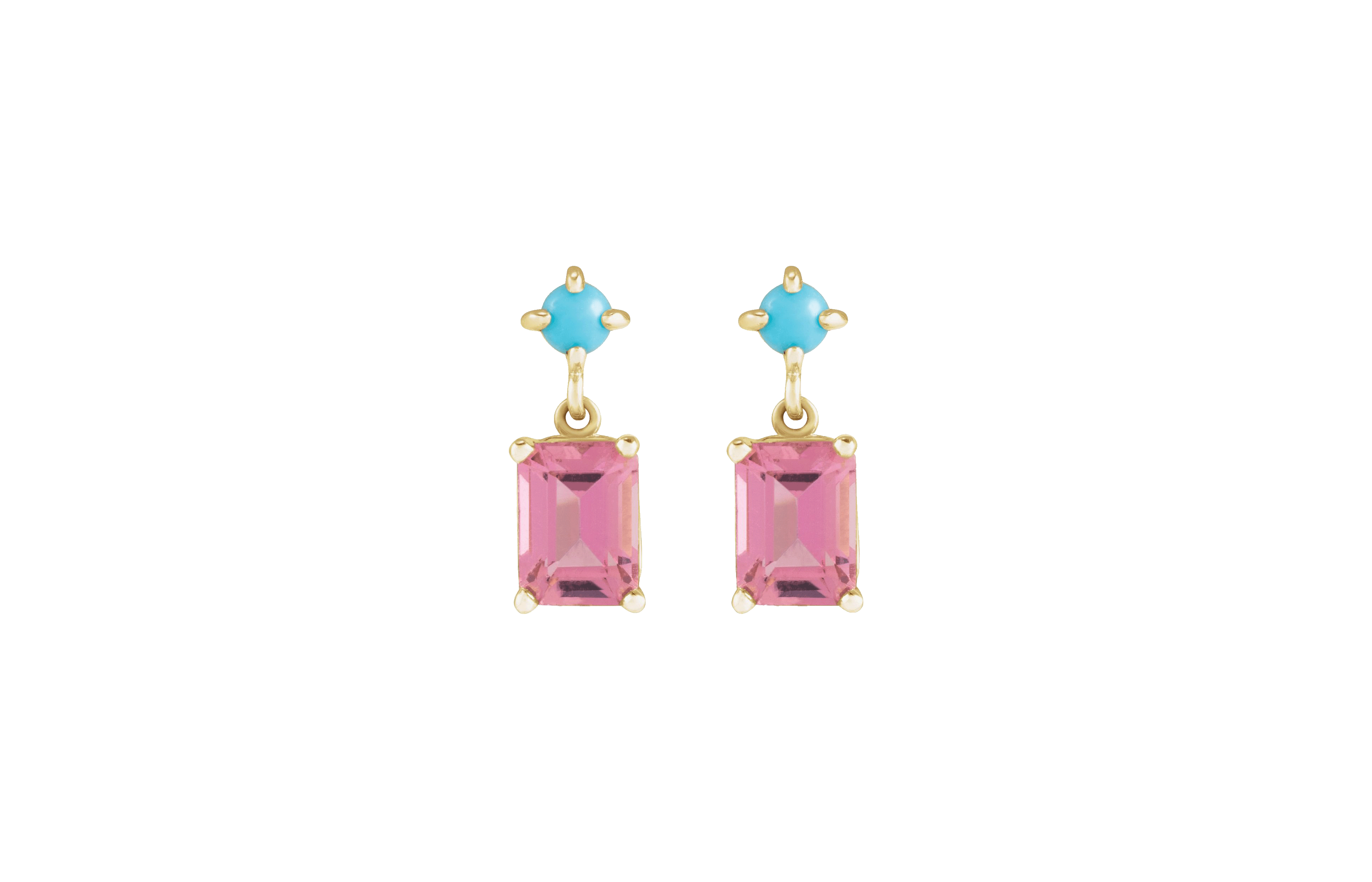 Tourmaline and Turqioise Dangle Earrings image 0