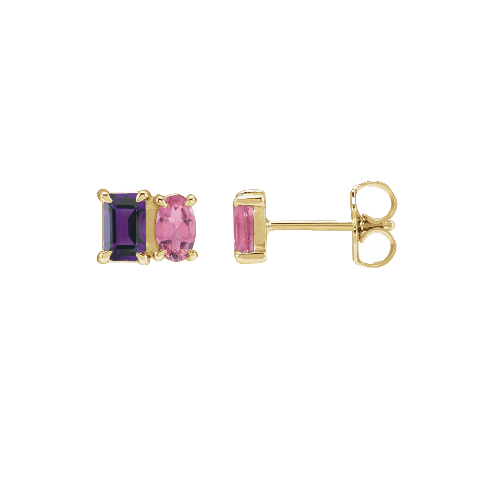Amethyst and Tourmaline stud earrings image 1