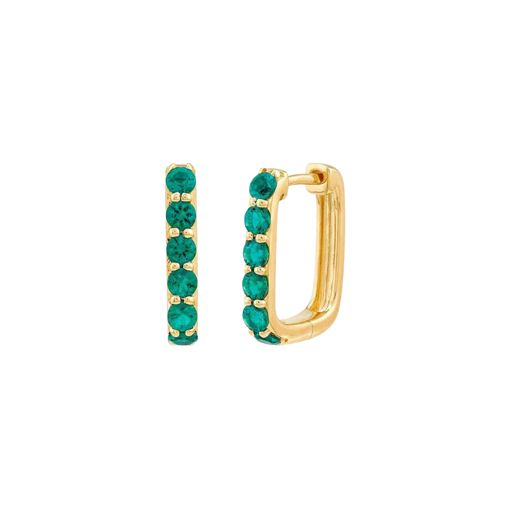 Lab Emerald Huggie Hoops image 0
