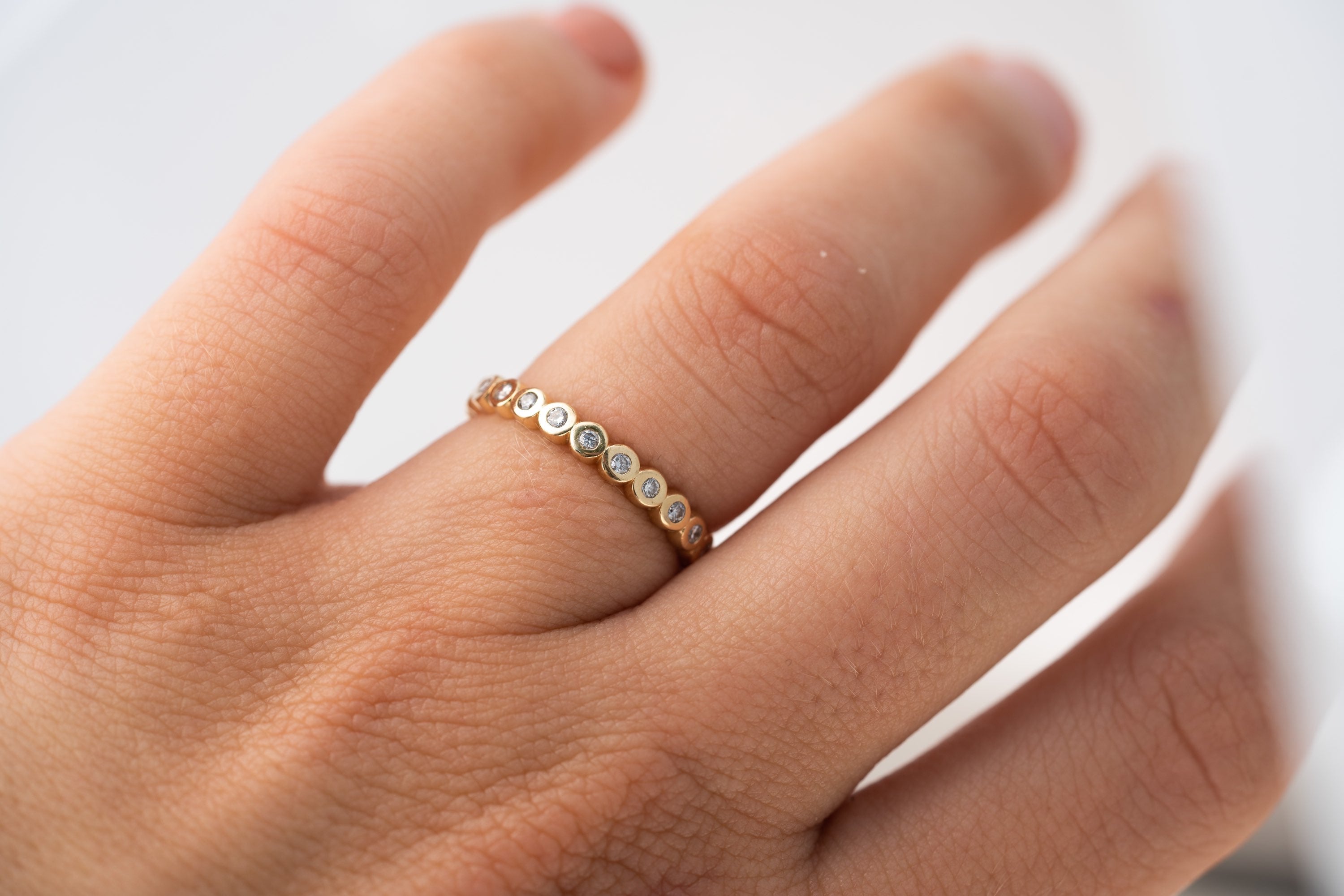 Annie / bubble bezel diamond wedding band image 3