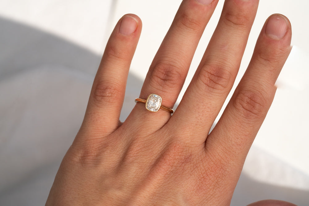 Mia 1.41 / elongated cushion bezel set lab diamond engagement ring image 2