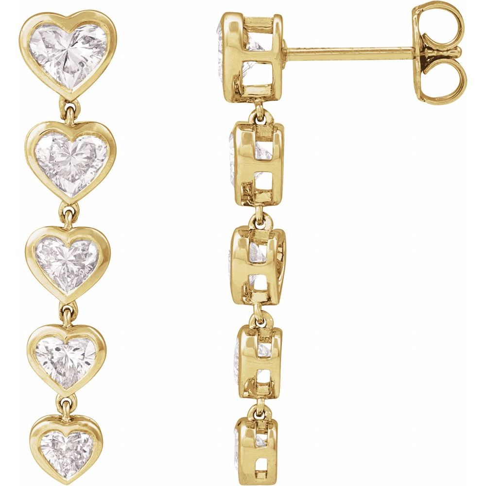 Heart Diamond Dangle Earrings