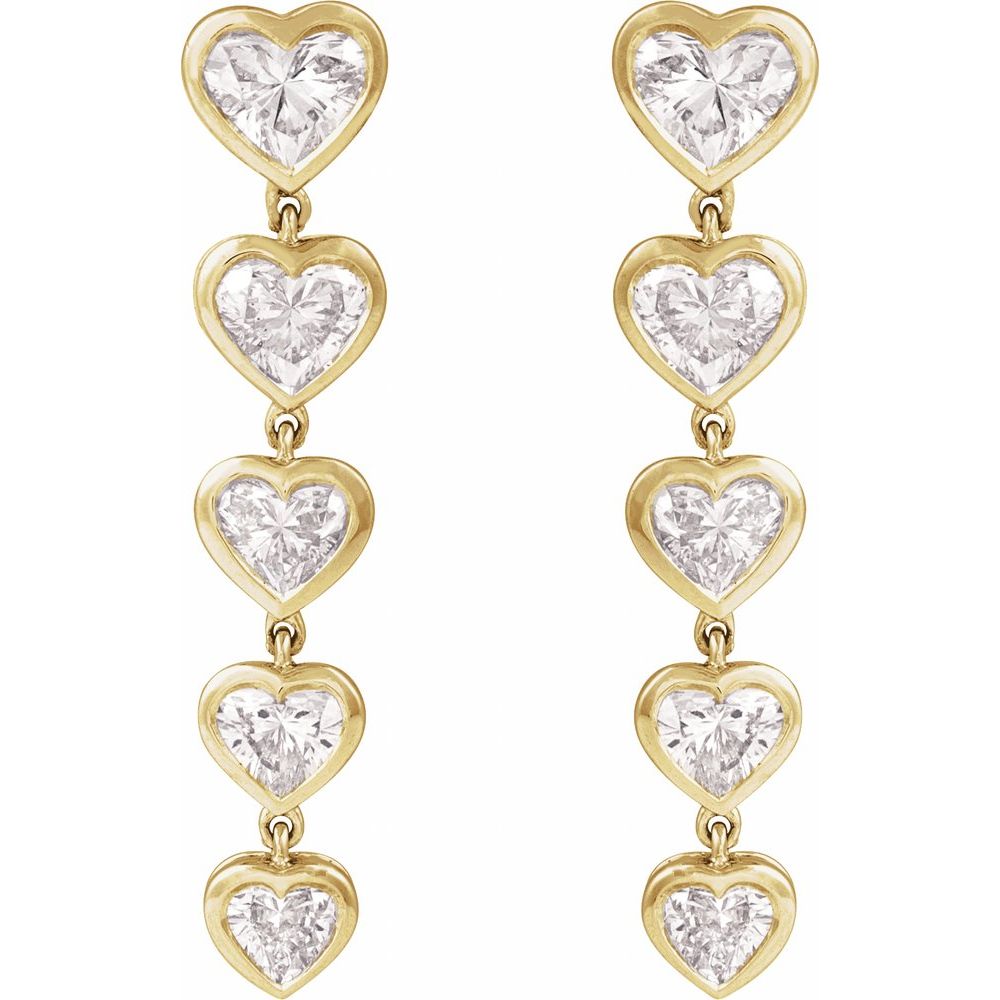 Heart Diamond Dangle Earrings