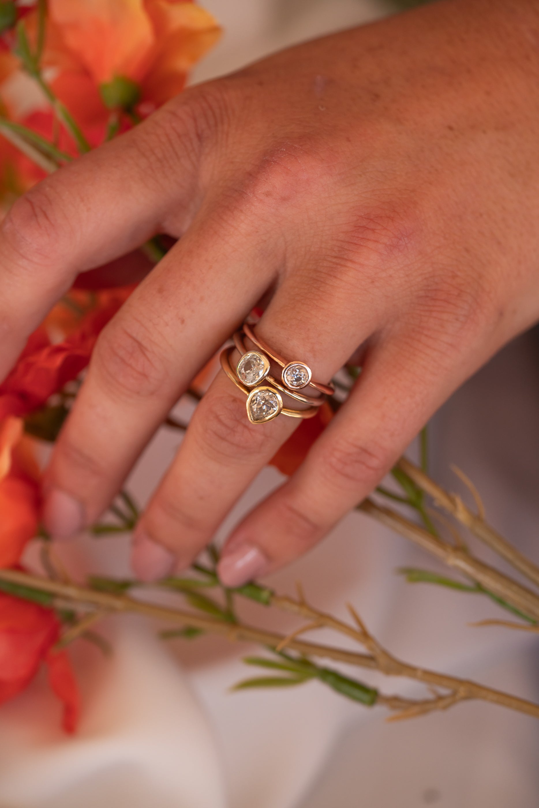 Vintage Pear Bezel Engagement Ring