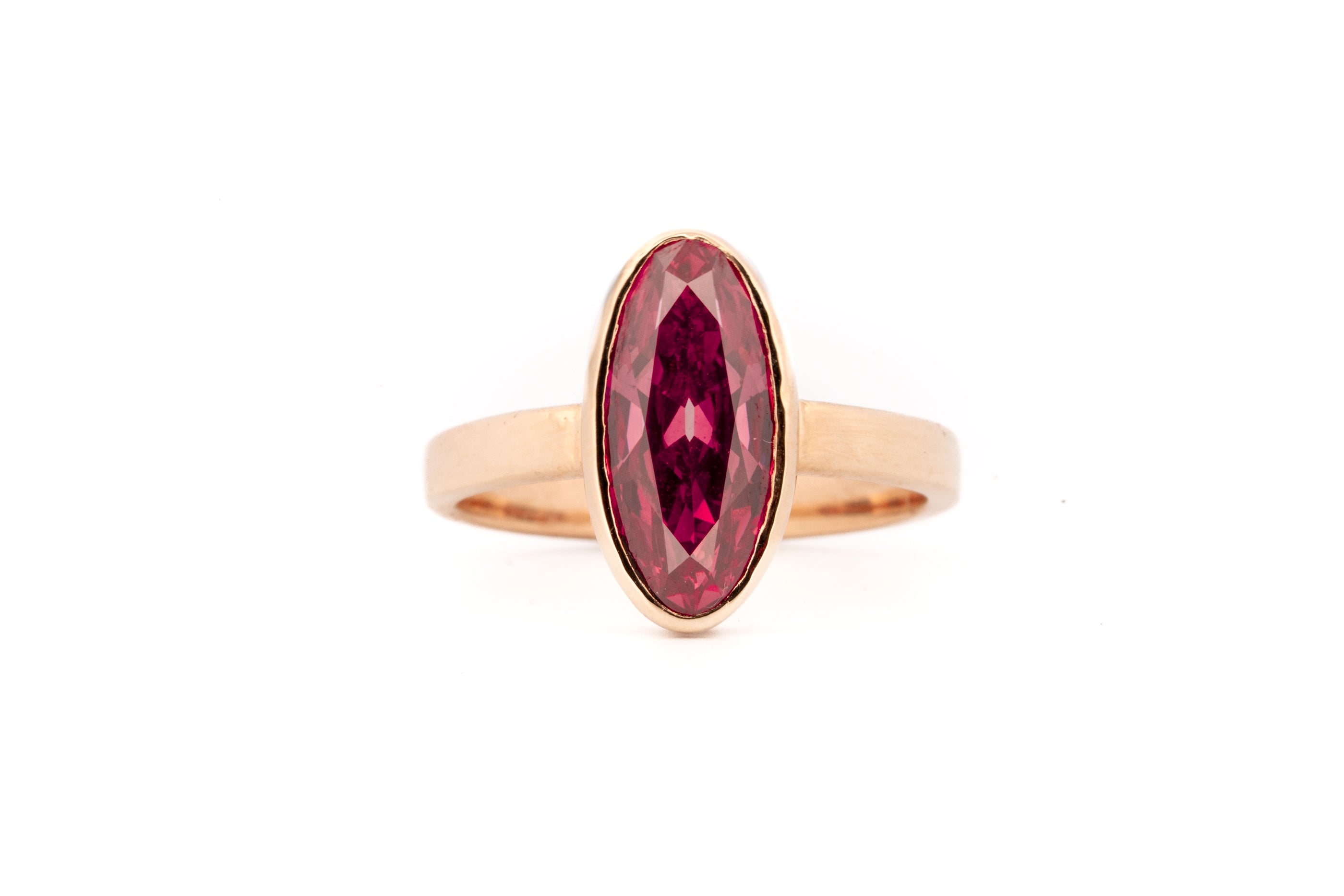 Pink Lab Diamond Bezel Engagement Ring