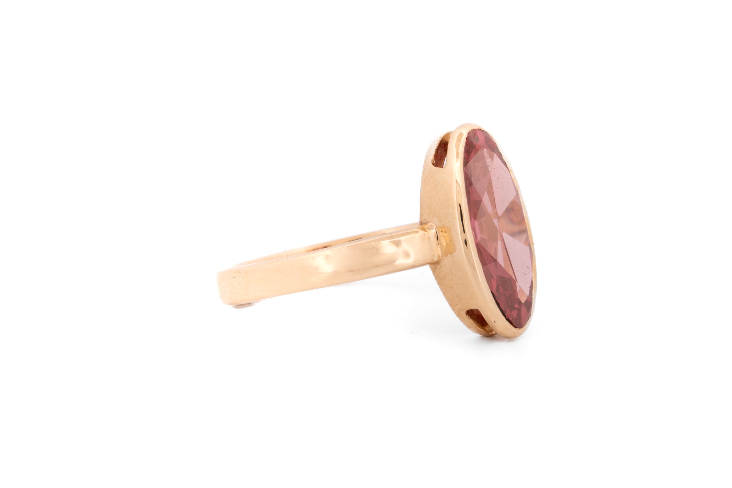 Pink Lab Diamond Bezel Engagement Ring