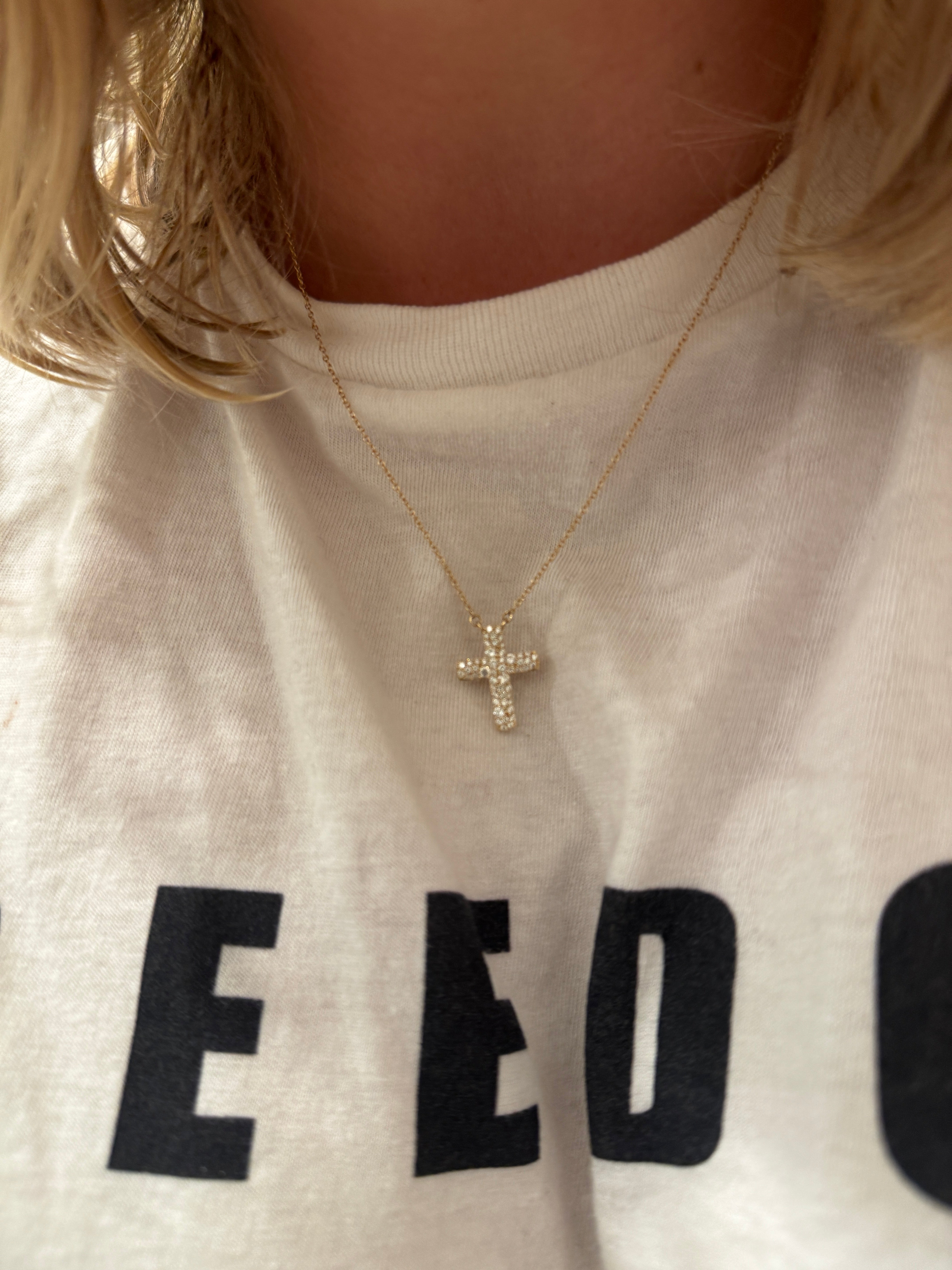 Bold Pave Diamond Cross Necklace