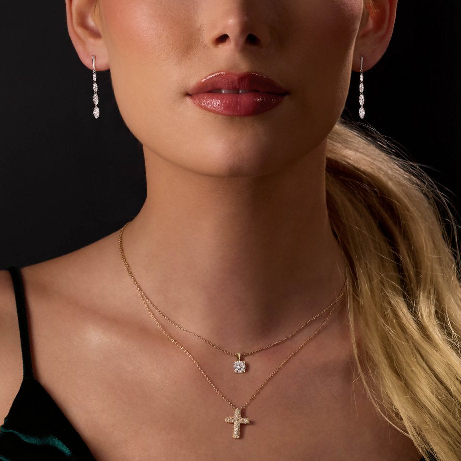 Bold Pave Diamond Cross Necklace