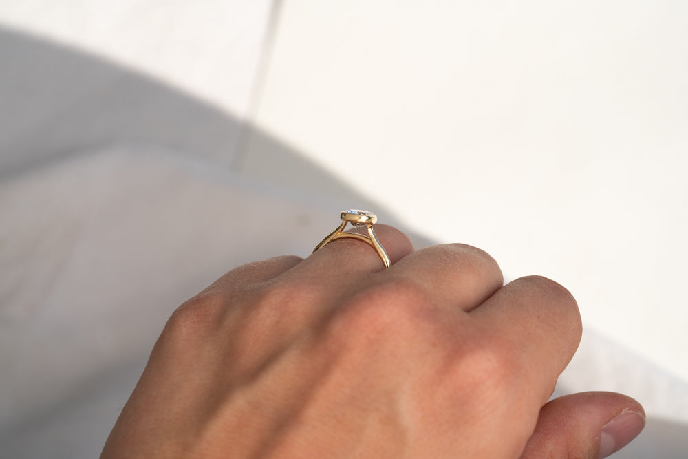 Mia 1.41 / elongated cushion bezel set lab diamond engagement ring image 3